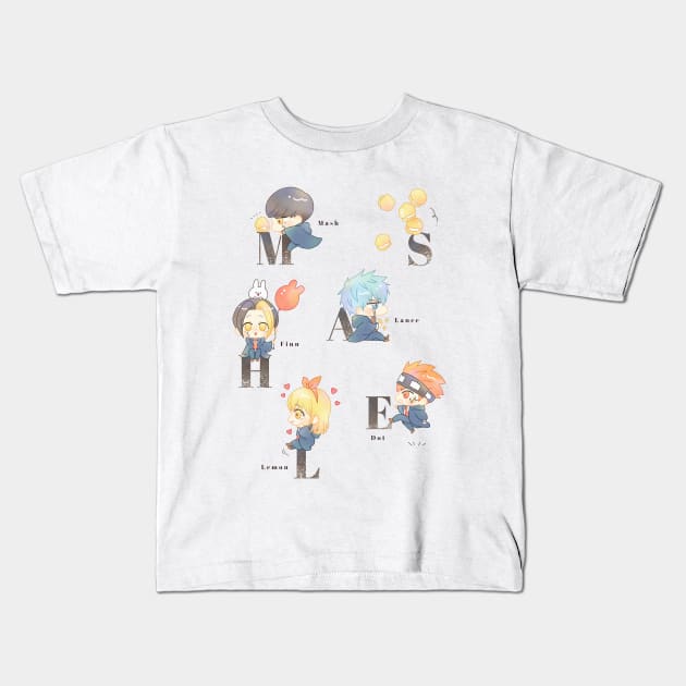 Mashle: Alphabet and Muscles Kids T-Shirt by Tazlo